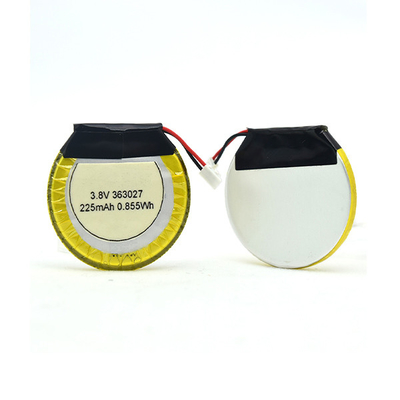 225mAh 3.8 V Li Polymer Battery Round / Baterai LiPo Untuk Headphone Bluetooth