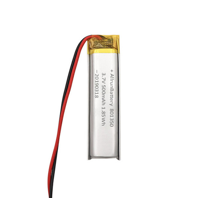 3.7V 500mAh 801350 Baterai Li Ion Kustom Ultra Sempit Untuk Pena Baca