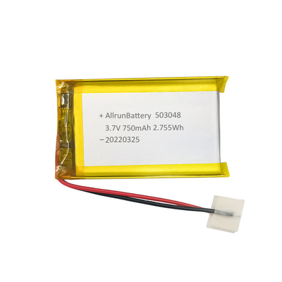Baterai Li Polymer Isi Ulang Persegi Panjang Ringan Baterai LiPo 3.7V 750mAh