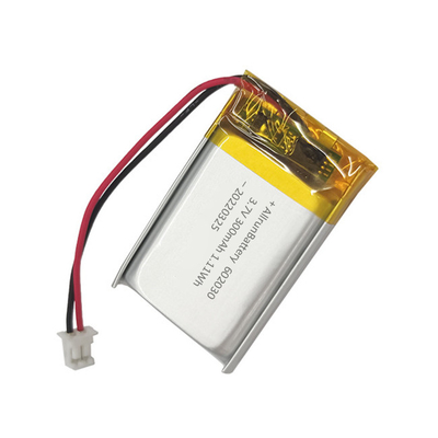 Baterai Lithium Polymer Persegi Panjang Ringan 602030 Baterai LiPo 3.7V 300mAh