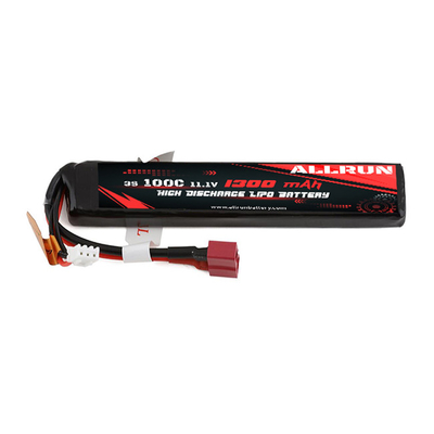 Baterai RC 100C 11.1V Li Polymer Baterai LiPo Tingkat C Tinggi 3S 1300mAh
