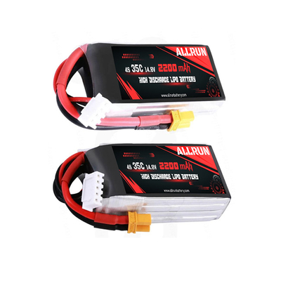 Paket Baterai LiPo 35C 14.8V Tingkat C Tinggi Baterai LiPo 4S 2200mAh