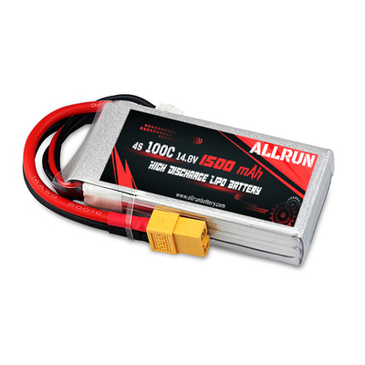 Baterai LiPo 14.8V 4S 1500mAh Paket Baterai LiPo Tingkat C Tinggi 100C