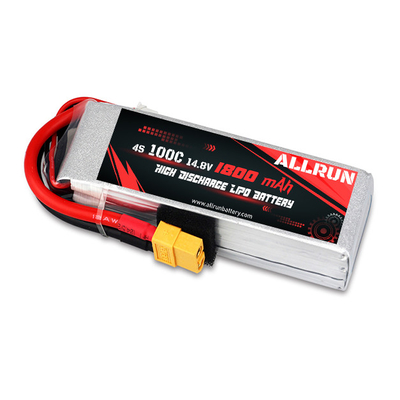 Baterai LiPo 100C 1800mAh 4S Isi Ulang Baterai C Tingkat Tinggi 14.8V LiPo