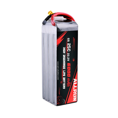 Baterai Lithium Medis 22.2V 25C Tingkat C Tinggi Baterai LiPo 6S 6000mAh