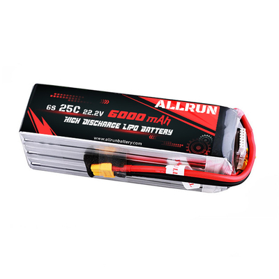 Baterai Lithium Medis 22.2V 25C Tingkat C Tinggi Baterai LiPo 6S 6000mAh