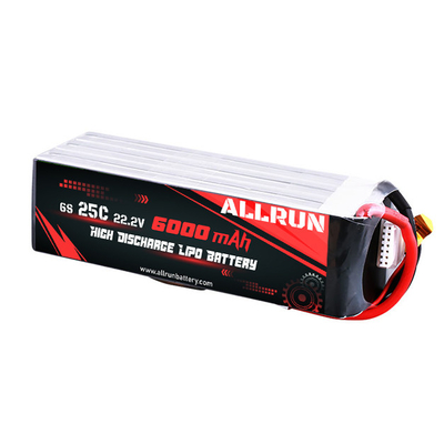 Baterai Lithium Medis 22.2V 25C Tingkat C Tinggi Baterai LiPo 6S 6000mAh