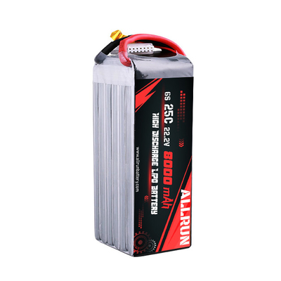 Baterai LiPo 25C 6S 8000mAh Baterai C Tingkat Tinggi 22.2V LiPo
