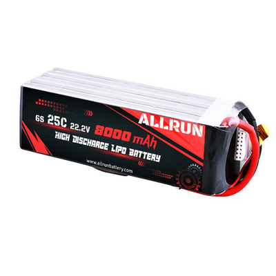 Baterai LiPo 25C 6S 8000mAh Baterai C Tingkat Tinggi 22.2V LiPo