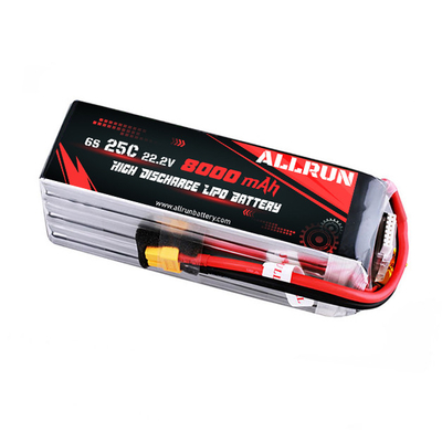 Baterai LiPo 25C 6S 8000mAh Baterai C Tingkat Tinggi 22.2V LiPo