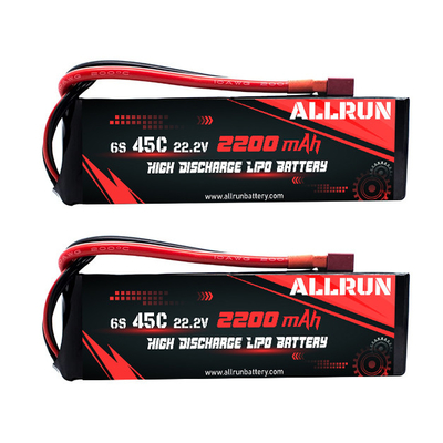 Peralatan Medis 45C 6S 22.2V 2200mAh Paket Baterai LiPo Debit Tinggi