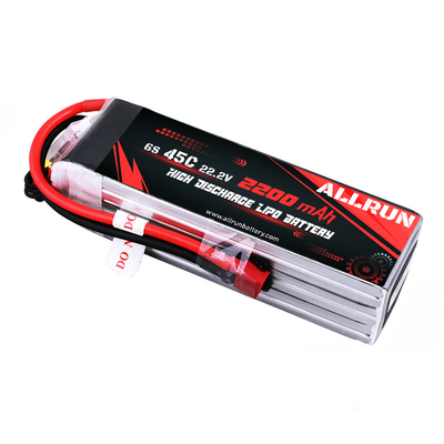 Peralatan Medis 45C 6S 22.2V 2200mAh Paket Baterai LiPo Debit Tinggi