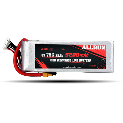 9048155 75C 22.2V 6S 5200mAh Paket Baterai LiPo Debit Tinggi
