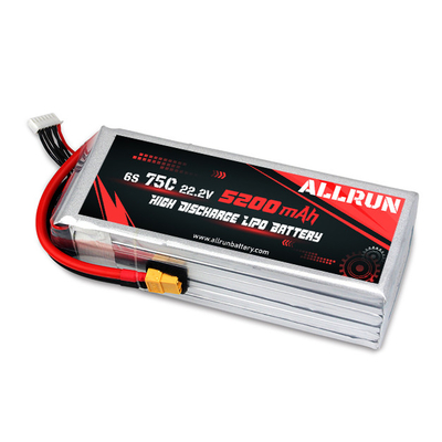 9048155 75C 22.2V 6S 5200mAh Paket Baterai LiPo Debit Tinggi
