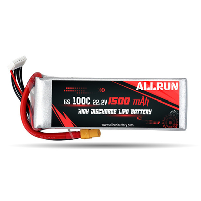 C Tingkat Baterai LiPo Debit Tinggi 100C 1500mAh 6S 22.2V