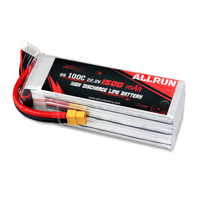 C Tingkat Baterai LiPo Debit Tinggi 100C 1500mAh 6S 22.2V