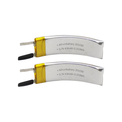 Baterai VR Li Polymer 3.7 V 43mAh Baterai Isi Ulang Melengkung LiPo