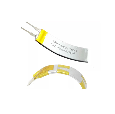 Baterai Lithium Ion Polymer 42mAh 3,7 V Melengkung Untuk Perangkat Cerdas IoT