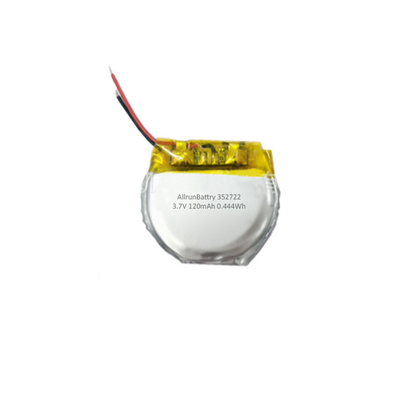 Baterai Lithium Polymer Putaran Kustom Baterai LiPo 3,7 V 120mAh